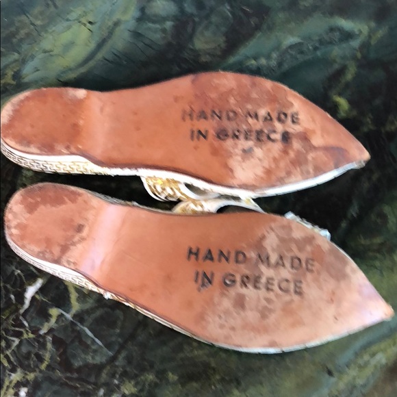 Vintage gold and white leather sandals from Greece - Picture 8 of 8